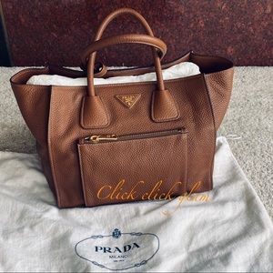 Prada camel brandy tote bag handbag
